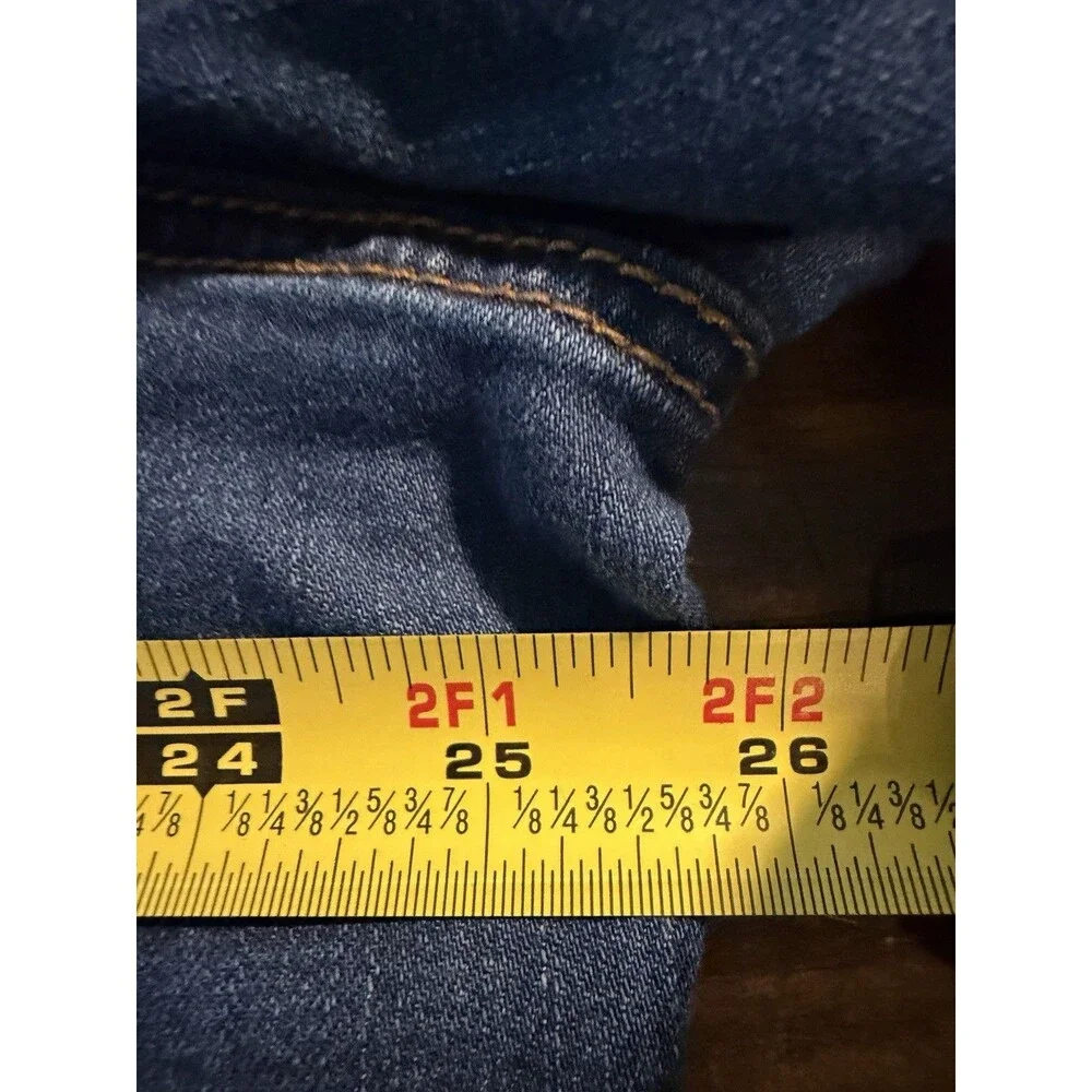 Lane Bryant Denim Jacket Womens 24 Blue Distressed Stretch Button Front Pockets
